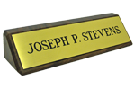 28WBB - 2" x 8" Brass Name Plate Mounted on Walnut Block