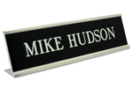 K31 - 2" x 8" Desk Name Plate in Silver Frame